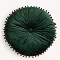 vctops Velvet Soft Round Chair Pads Cute Gradient Pom Pom Indoor Dining Chairs Cushion (Dark Green, Diameter 16") - color: Dark Green, style: Diameter 16 Inch