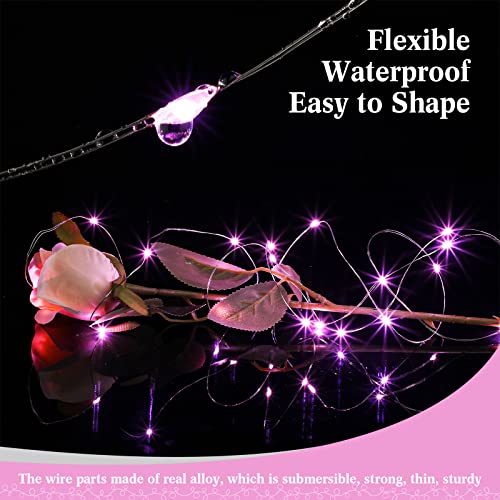 Hortsun 100 Packs Fairy Lights Battery Operated 3 Speed Modes, 7 Ft/ 2 M 20 LED Battery String Mini Waterproof Wire Twinkle Lights Bulk for Wedding Party Birthday Vases Decor (Pink Light) - color: Pink Light