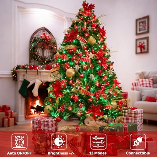 88FT 240LED Extra-Long Connectable String Lights Indoor Outdoor Clear Wire, Red&Green Christmas String Lights, Plug in Twinkle Fairy Light with Timer for Wedding Patio Tree Yard Christmas Decorations - color: Red&Green, size: 240LED