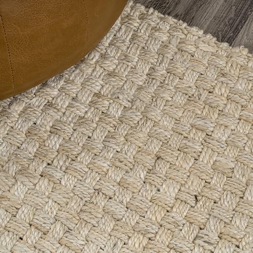 JONATHAN Y Estera Hand Woven Boucle Chunky Jute Ivory Runner Rug, 2x8, Bohemian, Transitional, Easy-Cleaning for Living Room, Bedroom, Kitchen, Pet Friendly, Non-Shedding (NFR102B-28) - color: Ivory, size: 2'2" x 8' (Runner)