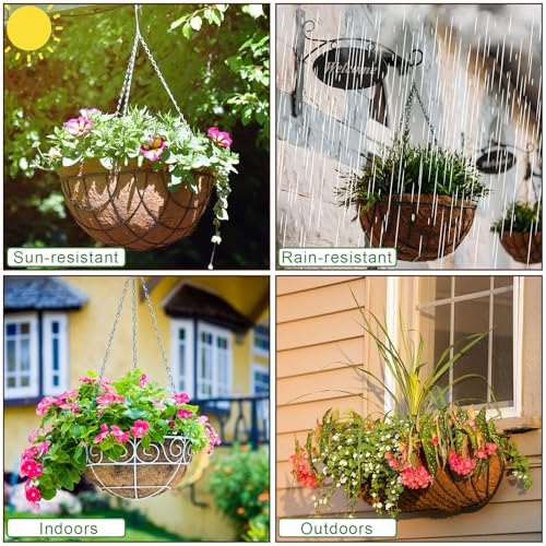 6 Pcs 16 Inch Half Round Replacement Coco Liner Half Circle Coconut Fiber Replacement Coco Liners Hanging Basket for Hanging Basket Wall Baskets Garden Planter Flower Pot - size: 16 Inch
