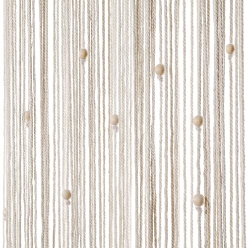 BECHAEO Boho Macrame Beaded Curtain Handmade Door String Curtain for Doorway Window Cotton Tassels Beads Hanging Room Divider Hallway Closet Bedroom Living Room Decor, White - 1 Panel 35" W x 79" L - size: 35"W x 79"L (Pack of 1)