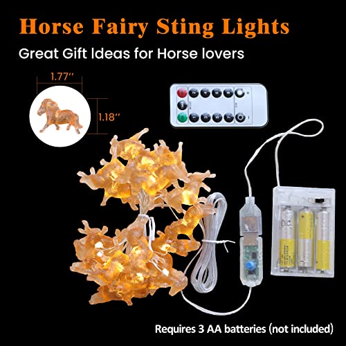 Cute Decorative Lights Fairy String Light Horse Gifts for Women Novelty Pony Lights 20LEDs 8ft USB Plug in or Battery Operated for Bedroom Birthday Room Xmas Thanksgiving Decor - color: USB power
