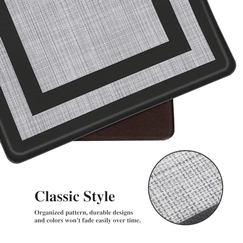 Mattitude Kitchen Mats Set of 2 Cushioned 0.47 inch Kitchen Rugs Non-Skid Rug Sets Ergonomic Comfort Standing Mat for Kitchen, Floor, Office, Sink, Laundry, Black - color: Black Frame, size: 17.3" x 47 "+ 17.3" x 29 "--0.47 inches