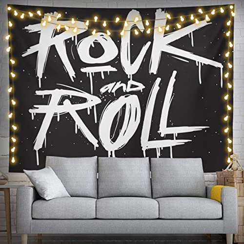feelacle Rock And Roll Tapestry 80" X 60" Rock`N`Roll Wall Hanging Party Decorations Home Decor For Bedroom Living Room Dorm (200 X 150cm) - color: Rock and Roll, size: 80"L x 60"W