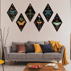 Sintuff 6 Pieces Gothic Wall Decor Boho Sun Moon Phases Wall Art Gothic Minimalist Stars Sun Hanging Wooden Home Decor Farmhouse Pediments for Gallery Living Bedroom Room(Butterfly) - style: Butterfly