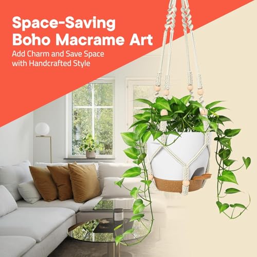 Black Hanging Self Watering Pots with Macrame Black Rope, 3 Pack Indoor & Outdoor Hanging Plant Pots with Built-in Reservoir, Wick Rope, Drainage Holes & Hooks, Stylish Boho Decor Hanging Planter - color: Black