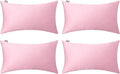 Thmyo 4-Pack 100% Cotton Lumbar Comfortable Solid Decorative Throw Pillow Covers Rectangle Cushion Cover Pillowcases Valentines Day DIY Throw Pillow Cases for Sofa Bed Car(12x20inch/30x50cm,Pink)