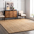 nuLOOM 8x10 Rigo Jute Hand Woven Area Rug, Natural, Solid Farmhouse Design, Natural Fiber, For Bedroom, Living Room, Dining Room, Hallway, Office, Kitchen, Entryway - color: Natural, size: 7'6" x 9'6" (Rectangular)