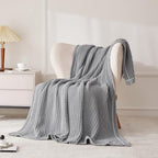 WESHIONGOO Throw Blanket for Couch Soft Knit Throw Blanket with Chenille Yarn Non-Shedding, Chenille Blanket for Living Room Bed Sofa (Grey, 50"*60") - color: Grey
