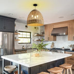 18.9" Large Rattan Chandelier,Rattan Pendant Lights Boho 3-Lights Wicker Hand-Woven Kitchen Island Pendant Lighting for Kitchen Islands Dining Rooms, - size: 3-Light 18.9 inch