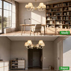 39" Boho Rattan Chandelier, 6-Light Rattan Pendant Light, Handwoven Natural Rattan, Rustic Industrial Adjustable Rattan Fixture for Dining Room, Kitchen Island & Living Room, E12 Socket - color: Curved Arm Design
