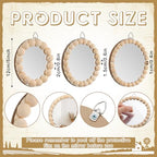 Novabright 3 Pcs Boho Mirror Wall Decor 4.72 Inch Small Round Circle Decorative Mirrors with Wood Bead Hanging Wall Art for Farmhouse Rustic Home Living Room, Bedroom, Bathroom, Entryway
