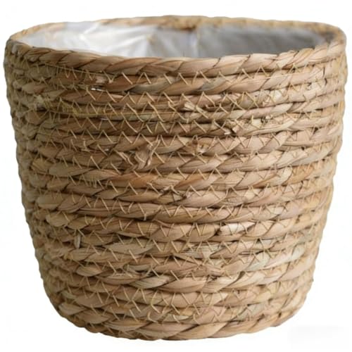 8 inch Seagrass Planter Basket – Woven Basket with Plastic Lining for Plants, Flower Pot Cover, Storage Organizer for Indoor Plants, Rustic Home Decor, Farmhouse Wicker Planter - size: 8.6"x5.9"