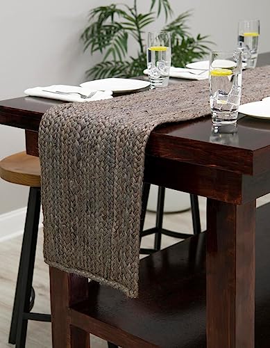 Unique Loom Braided Jute Collection Area Rug - Dhaka (1' 2" x 8' Table Runner, Gray) - color: Grey, size: 1'2" x 8' (Table Runner)
