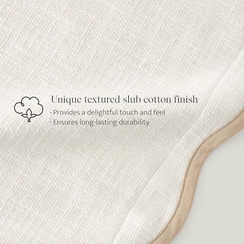 Double Stitch Scalloped Throw Pillow Covers - 100% Cotton Decorative Boho Pillow Covers 18 x 18, Made in India, Square Cushion Case, Modern Home Decor for Couch Sofa Living Room, Cream - color: Cream, size: 18" x 18" (Pack of 1)
