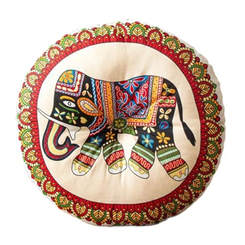 Boho Floor Cushion - 16x16 Inch Round Plush Mat for Extra Comfort, Reversible Dense Padding with Breathable Fabric, Versatile Chair and Meditation Cushion for Home Office Bedroom Lounge Décor - color: A