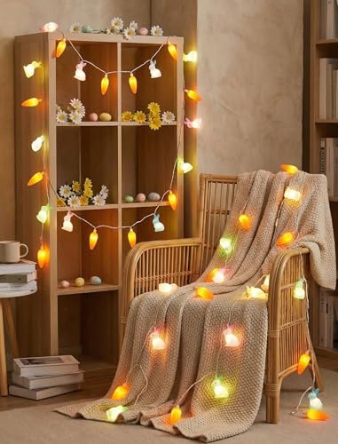 LED Easter Bunny Carrot String Lights, 8.5Ft Plug in Rabbit Lights Indoor Easter Decorations, 10 Multicolor Bunny Carrots for Outdoor Party Birthday Garden Spring Home Decor for Kids - color: Multicolor Rabbits Carrot
