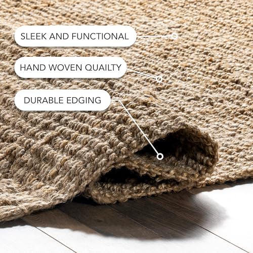 Nuloom Daniela Natural, 4' Square, Handmade, Jute, Tassel, Soft and Textured, High Traffic, Stain Resistant, Easy Clean, Durable Area Rug for Bedroom, Living Room, Dining Space, Foyer, Entryway - color: Natural, size: 4' x 4' (Square)