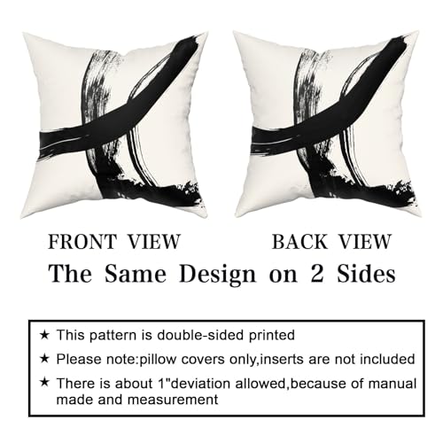 Black and Beige Throw Pillows for Couch Abstract Pillow Covers 16x16 Modern Striped Cushion Covers for Living Room Sofa Bedroom Decorative Pillows Cases Set of 4 - color: Blackbeige, size: 16" x 16" (Pack of 4)