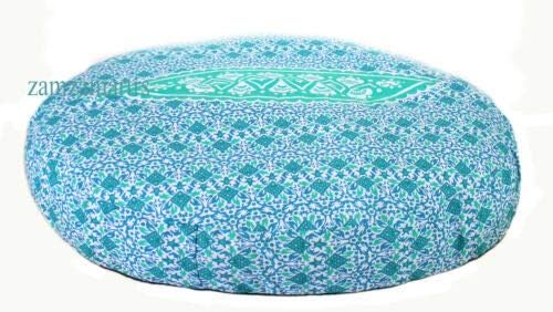 Indian Mandala Cotton Floor Pillow & Cushion Cover - Handmade Decorative Sham, Bohemian Ottoman & Pouf Cover for Sofa, Outdoor Meditation Cushion & Beach Throw