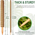 Soupiar 4 Pack 22 Inch Stackable Moss Pole - Thick & Sturdy Natural Coir Totem Plant Support & Garden Stakes for Monstera & Pothos, Indoor Climbing Vining Houseplants, 70" H Max - color: 4*22 inch