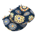 LVTXIII Outdoor Bistro Chair Cushions, 15"x15"x4" Round Patio Chair Cushions, All Weather Tufted Seat Cushions for Patio Furniture Use, Set of 2, Bloom Cobalt - color: Bloom Cobalt
