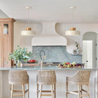 Modern Pendant Lights,12.6 inch,Natural Wood Cap,Simple Hanging Light Fixture for Kitchen Island,Dining Room - color: Cream, size: 12.6 inches