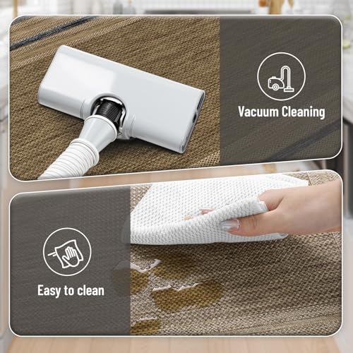 KIMODE Anti Fatigue Kitchen Mats 17"x47"+17"x29", Farmhouse Kitchen Rugs Sets of 2, Non Slip Kitchen Mats for Floor, Cushioned Comfort Standing Mats for Home Deocr Sink Laundry Office Desk Grey/Brown - color: Grey/Brown, size: 17.3" x 47 "+ 17.3" x 29 "--