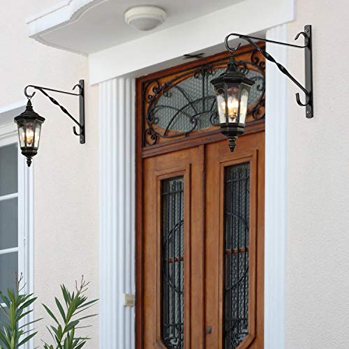 AMAGABELI GARDEN & HOME 4 Pack Hanging Plant Brackets Outdoor 10 inch Metal Fence Wall Plant Hanger Hooks for Hanging Flower Baskets Bird Feeders Lanterns Wind Chimes Rust-Resistant Black - size: 10 Inch, style: 4-Pack Twist Hook 2