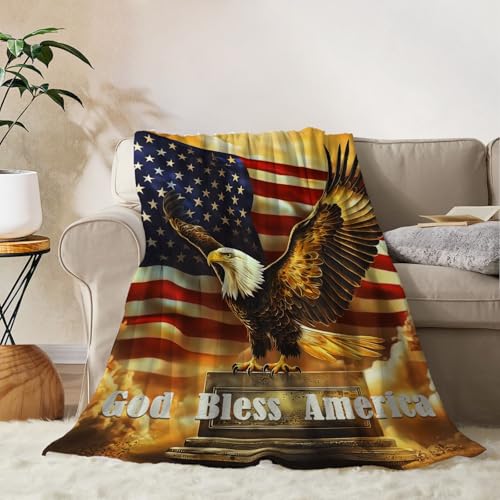 YeeJu Patriotic Throw Blanket for Kids Small 4th of July Memorial Day Fourth of July Blanket for Girls Boys Child Baby Couch Bed White Blue Star Blankets Independence Veteran Day Blanket 40x50 - color: Flag-12, size: 40"x50"