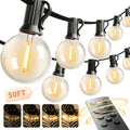 addlon Outdoor String Lights 50FT G40 with Remote, 27 LED Shatterproof Bulbs, Dimmable Patio Globe Lights Waterproof, Hanging Outside Lighting for Backyard, Garden, Deck, Balcony, Porch, Café, Decor - size: 50FT(25 Sockets)