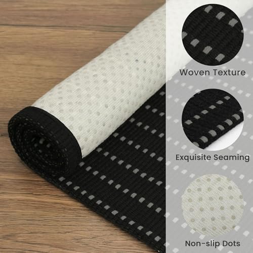 EARTHALL Small Area Rug 2x3 Ft Washable Rugs for Entryway Non Slip Braided Throw Rugs Door Mat Indoor Outdoor Entrance Cotton Woven Carpet for Kitchen Foyer Front Door, Black/Grey - color: Black and Grey, size: 2' x 3' (Rectangular)