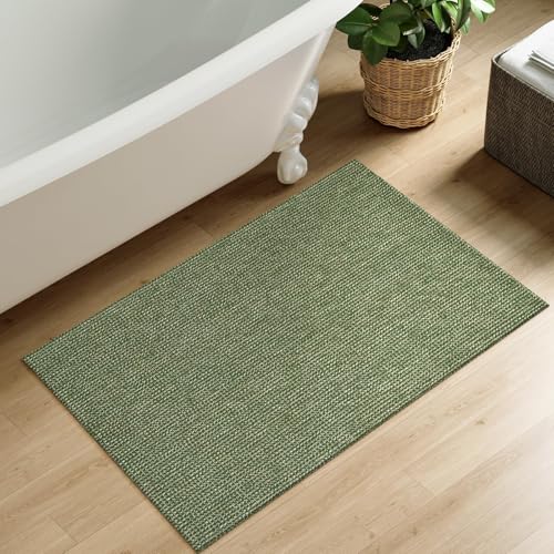 Uphome Boho Bathroom Rugs, 2x3 Washable Small Area Rug for Entryway Indoor, Farmhouse Rubber Backing Braided Cotton Throw Rugs Low Pile, Indoor Green Front Door Mat for Porch Kitchen Bedroom Entrance - color: Green, size: 2' x 3' (Rectangular)