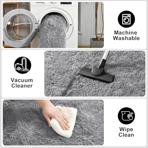 Merelax Soft Modern Indoor Shaggy Area Rug for Bedroom Livingroom Dorm Kids Room Home Decorative, Non-Slip Plush Fluffy Furry Fur Rugs Comfy Nursery Accent Floor Carpet 2x3 Feet, Grey - color: Grey, size: 2' x 3' (Rectangular)