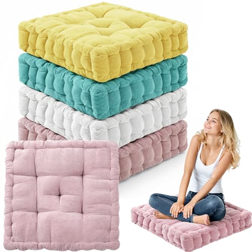 Jerify Floor Pillow Cushions Large Round Square Large Meditation Floor Pillow for Classroom Adult Meditation Picnic Party Seating Learning Daycare School(Square,Mixed Pink,4 Pcs) - color: Mixed Pink, size: Square 20 x 20