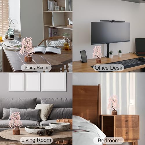 MAIBAOTA Pink Office Home Decor for Positive Energy Pink Tree Rose Quartz Crystals Tree of LifeFeng Shui Decor Money Bonsai Trees for Meditation - color: Pink