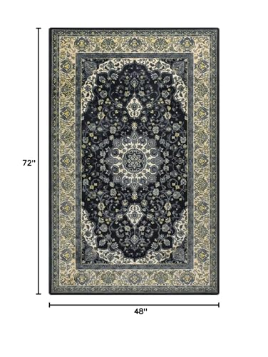 Memoryfield Vintage Rug 4x6 Traditional Floral Rug Oriental Rug Retro Medallion Area Rug for Living Room Non Slip Low Pile Bedroom Rug Aesthetic Rug Farmhouse Carpet for Dining Room Home Office Grey - color: Grey, size: 4' x 6' (Rectangular)