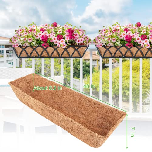 Y&M 48Inch Coco Liners for Window Box & Deck Basket – 2PCS Natural Coconut Fiber Planter Liners, Perfect for Hanging Baskets, Flower Basket, Planter Box, Balcony, Patio, Garden - color: 2pcs 48in Rectangular