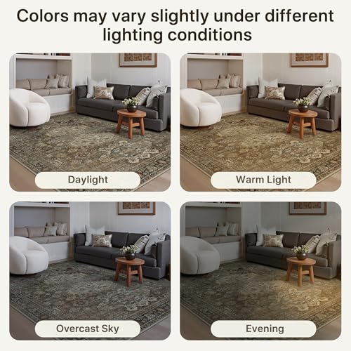 Bavni Washable Runner Rug 3x10, Non Slip Hallway Rug, Vintage Aesthetic Thin Low Pile Washable Carpet for Kitchen Bedroom Entryway, Brown - color: Brown, size: 3' x 10' (Rectangular)