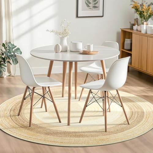 Asrug Imitation Jute Low Pile Round Rug Area Rug Washable Non-Slip Circle Rug Soft Plush Touch Circle Rugs Round for Kitchen Bathroom Living Bedroom Nursery, Carpet 4ft /48 inch/122 cm Brown/Beige - color: Brownbeige, size: 4ft