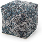 Foamma Pouf Ottoman Blue, 16"x16"x16" - Square Ottoman Foot Rest for Living Room and Bedroom, Pouf Footstool, Foot Rest for Couch, Boho Furniture for Home