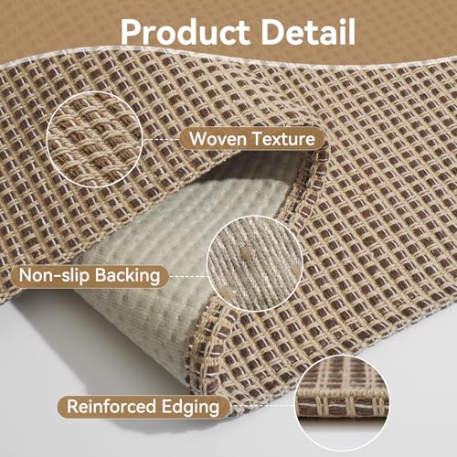 2x4 Entryway Runner Rug, Washable Runners for Kitchen, Non Slip Woven Entrance Door Mat, Stain Resistant Rugs for Hallway Living Room Bedroom Laundry Room (2'x4', Brown) - color: Brown, size: 2' x 4'