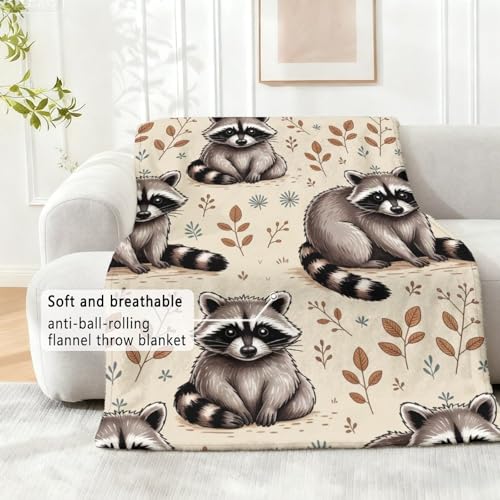 Raccoon Pattern Blanket, Cute Animal Flannel Throw Blanket for Couch Bed Or Chair, Luxury Lightweight Comfy Blankets Home Decor Gift(1)(2)(3)(4) 60x80in(150 * 200cm) - color: Style-3, size: 60x80in(150*200cm)
