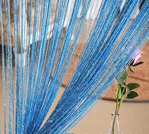 ave split Decorative Door String Curtain Wall Panel Fringe Window Room Blind Divider Tassel Screen Home 100cm200cm (Sky blue18) - color: Sky Blue18