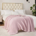 WESHIONGOO Pink Throw Blanket for Couch Soft Knit Throw Blanket with Chenille Yarn Non-Shedding, Chenille Blanket for Living Room Bed Sofa (50"*60") - color: Pink