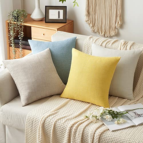 MIULEE Pack of 2 Decorative Linen Burlap Textured Pillow Covers Farmhouse Boho Accent Pillowcases Spring Home Decor for Couch Sofa Bedroom Living Room 20x20 Inch Taupe - color: Taupe, size: 20" x 20" (Pack of 2)