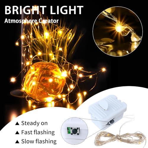 12 Pack Warm White Fairy Lights Battery Operated, 7ft 20 LED Mini String Twinkle Lights for Christmas Halloween Mason Jars Centerpiece Table Decorations (12, Warm White) - color: Warm White
