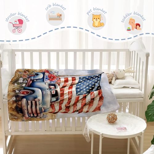 YeeJu Patriotic Throw Blanket for Baby Small 4th of July Memorial Day Fourth of July Blanket for Toddler Swaddle Soft Fleece Blanket Red White Blue Star Independence Veteran Day Blanket 30x40 - color: Flag-10, size: 30"x40"