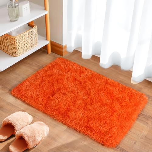 2x3 Small Rugs for Bedroom, Soft Fluffy Shaggy Bedside Area Rugs for Living Room, Indoor Floor Carpet for Kids Girls and Boys, Nursery Rooms, Home Decor Aesthetic, Orange - color: Orange, size: 2' x 3' (Rectangular)